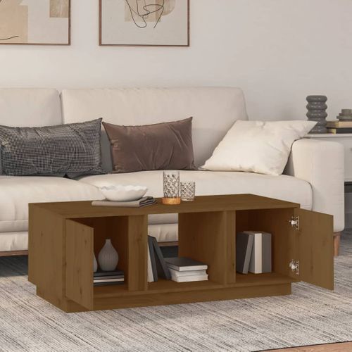 Table Basse Marron Miel 110x50x40 Cm Bois Massif De Pin