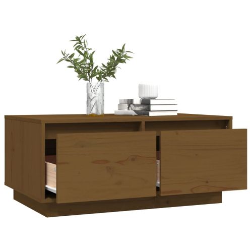 Table Basse Marron Miel 80x50x35 Cm Bois Massif De Pin