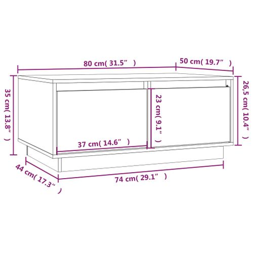 Table Basse Marron Miel 80x50x35 Cm Bois Massif De Pin