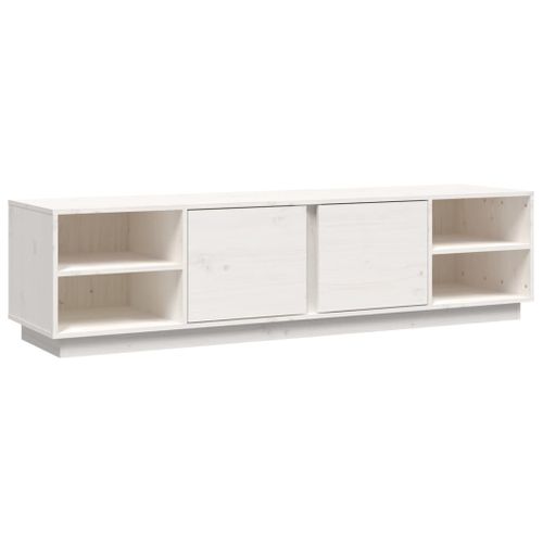 Meuble TV Blanc 156x40x40 Cm Bois De Pin Massif