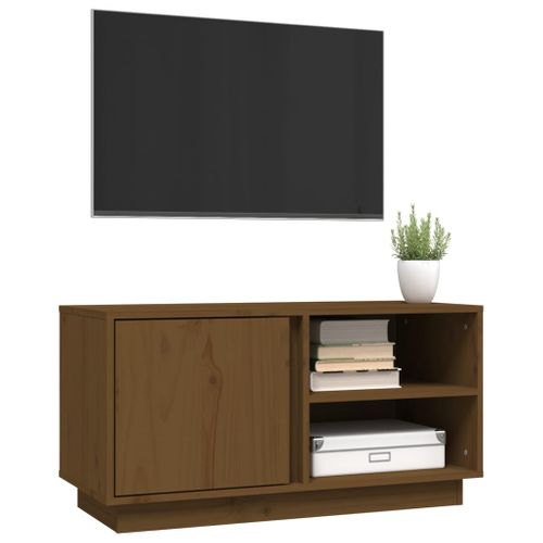 Meuble TV Marron Miel 80x35x40,5 Cm Bois De Pin Massif