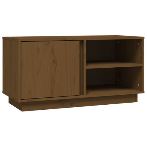 Meuble TV Marron Miel 80x35x40,5 Cm Bois De Pin Massif