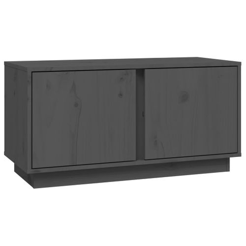 Meuble TV Gris 80x35x40,5 Cm Bois De Pin Massif