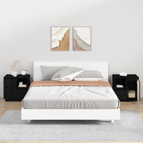 Tables De Chevet 2 Pièces Noir 50x34x50 Cm Bois De Pin Massif