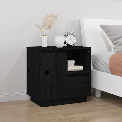 Tables De Chevet 2 Pièces Noir 50x34x50 Cm Bois De Pin Massif