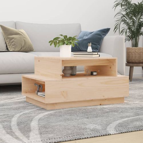 Table Basse 80x55x40,5 Cm Bois Massif De Pin