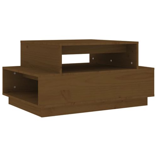 Table Basse Marron Miel 80x55x40,5 Cm Bois Massif De Pin