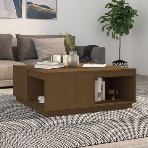 Table Basse Marron Miel 100x101x40,5 Cm Bois Massif De Pin
