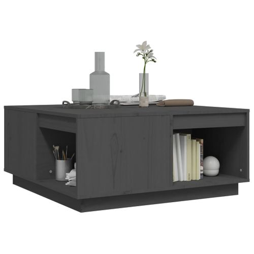 Table Basse Gris 80x81x36,5 Cm Bois Massif De Pin