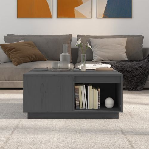 Table Basse Gris 80x81x36,5 Cm Bois Massif De Pin