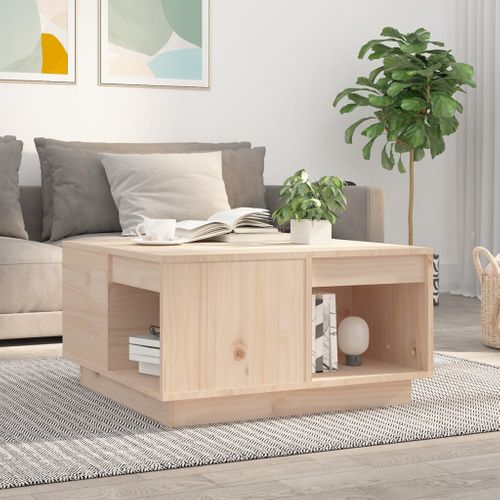 Table Basse 60x61x32,5 Cm Bois Massif De Pin