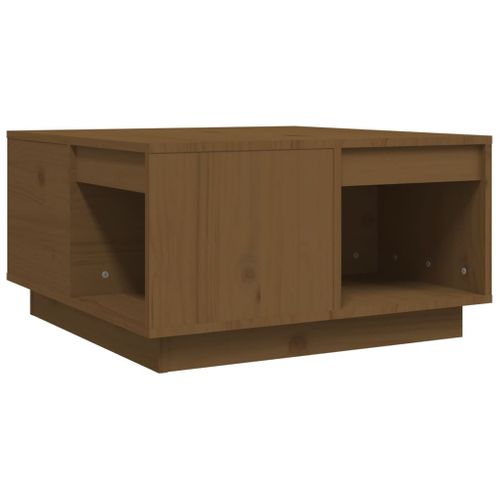Table Basse Marron Miel 60x61x32,5 Cm Bois Massif De Pin