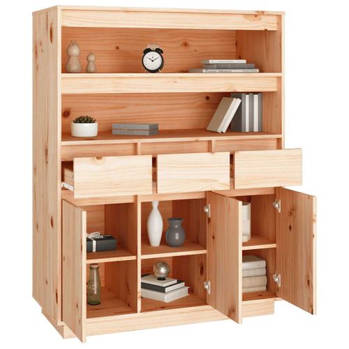 Buffet Haut 89x40x116,5 Cm Bois Massif De Pin