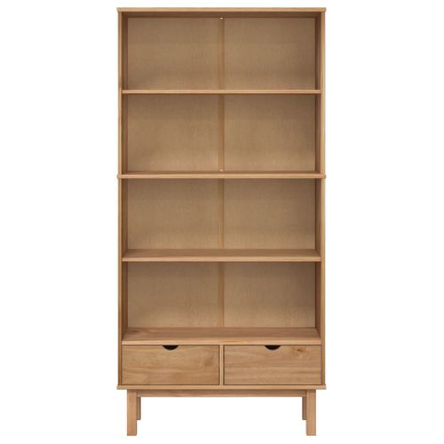 Bibliothèque Otta Avec 2 Tiroirs Marron Bois Massif Pin