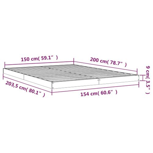 Cadre De Lit Sans Matelas 150x200 Cm Bois Massif De Pin
