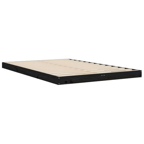 Cadre De Lit Sans Matelas Noir 120x190 Cm Bois De Pin Massif