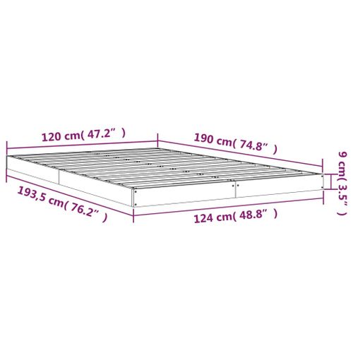 Cadre De Lit Sans Matelas Noir 120x190 Cm Bois De Pin Massif