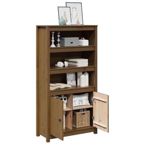 Buffet Haut Marron Miel 80x35x154 Cm Bois Massif De Pin