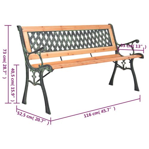 Banc De Jardin 116 Cm Fonte Et Bois Massif De Sapin