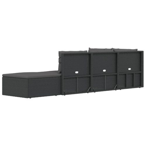 Salon De Jardin 5 Pièces Avec Coussins Noir Résine Tressée