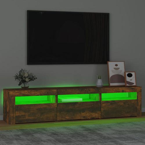 Meuble TV Avec Lumières LED Chêne Fumé 180x35x40 Cm