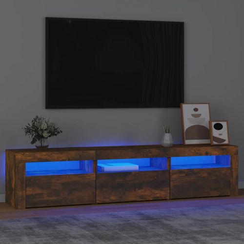 Meuble TV Avec Lumières LED Chêne Fumé 180x35x40 Cm