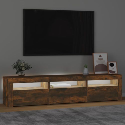Meuble TV Avec Lumières LED Chêne Fumé 180x35x40 Cm