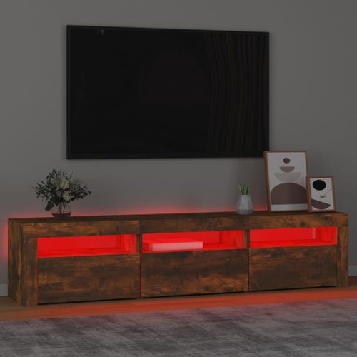 Meuble TV Avec Lumières LED Chêne Fumé 180x35x40 Cm