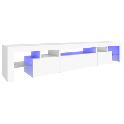 Meuble TV Avec Lumières LED Blanc 215x36,5x40 Cm