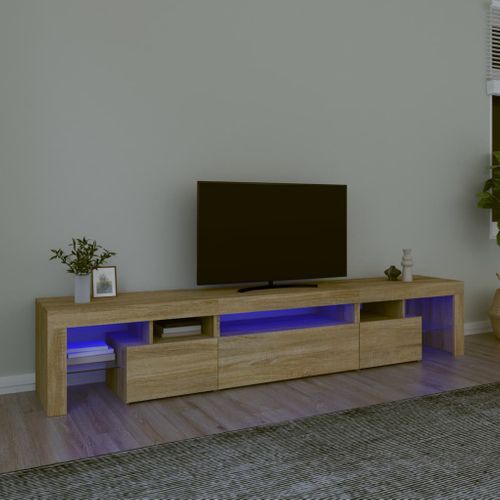 Meuble TV Lot 3 Pièces Chêne Sonoma Bois Contreplaqué LED Rgb 215x36,5x40 Cm