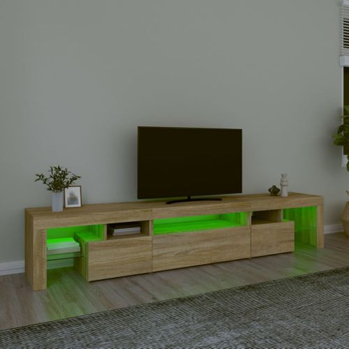 Meuble TV Lot 3 Pièces Chêne Sonoma Bois Contreplaqué LED Rgb 215x36,5x40 Cm