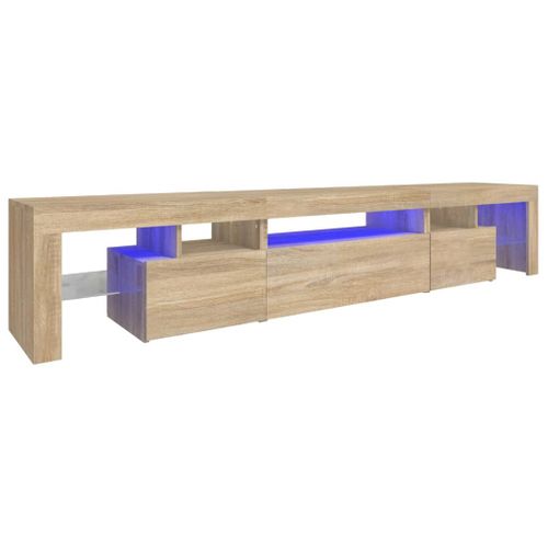 Meuble TV Lot 3 Pièces Chêne Sonoma Bois Contreplaqué LED Rgb 215x36,5x40 Cm