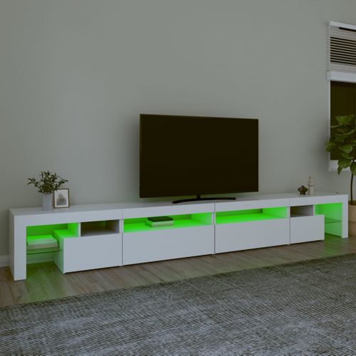 Meuble TV Avec Lumières LED Blanc 290x36,5x40 Cm