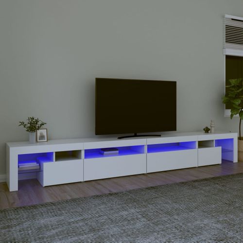 Meuble TV Avec Lumières LED Blanc 290x36,5x40 Cm