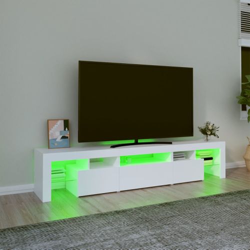 Meuble TV Avec Lumières LED Blanc 200x36,5x40 Cm