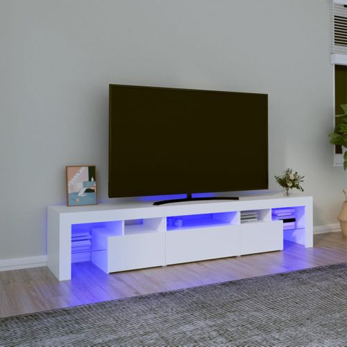 Meuble TV Avec Lumières LED Blanc 200x36,5x40 Cm