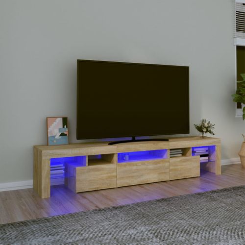 Meuble TV Avec Lumières LED Chêne Sonoma 200x36,5x40 Cm