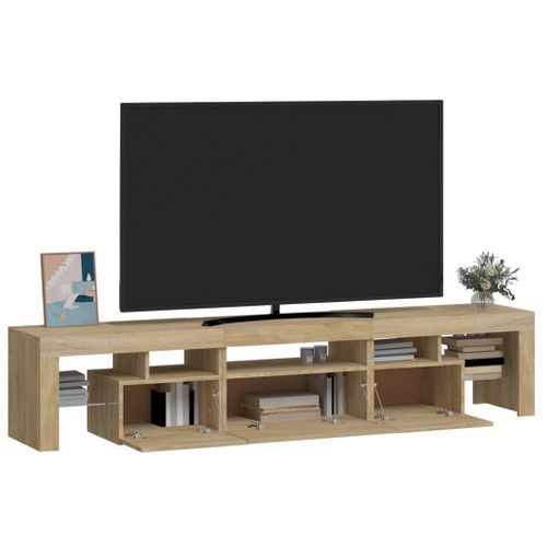 Meuble TV Avec Lumières LED Chêne Sonoma 200x36,5x40 Cm