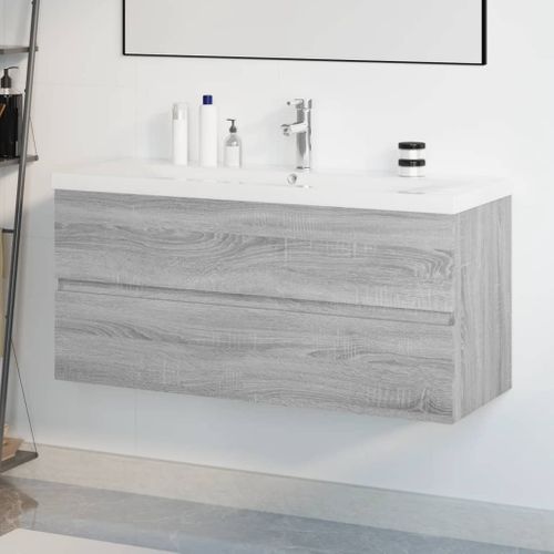 Meuble Lavabo Avec Bassin Intégré Sonoma Gris Bois Contreplaqué