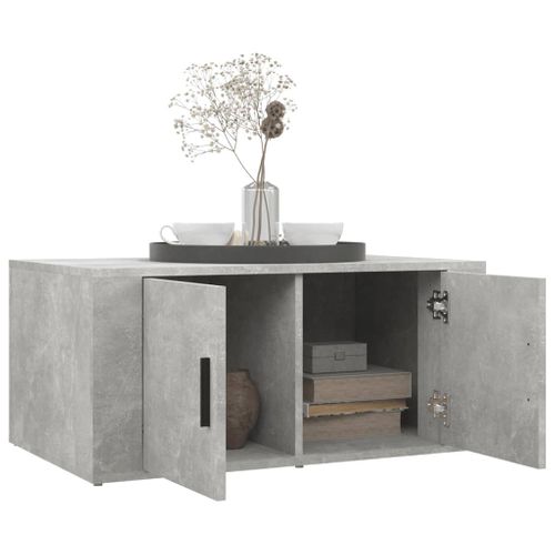 Table Basse Gris Béton 80x50x36 Cm Bois Contreplaqué