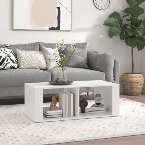 Table Basse Blanc 100x50x36 Cm Bois Contreplaqué