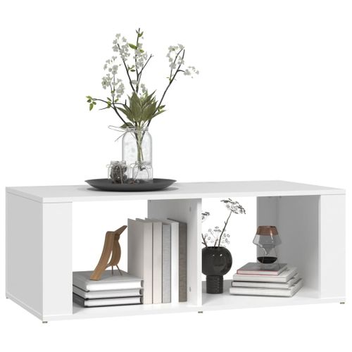 Table Basse Blanc 100x50x36 Cm Bois Contreplaqué