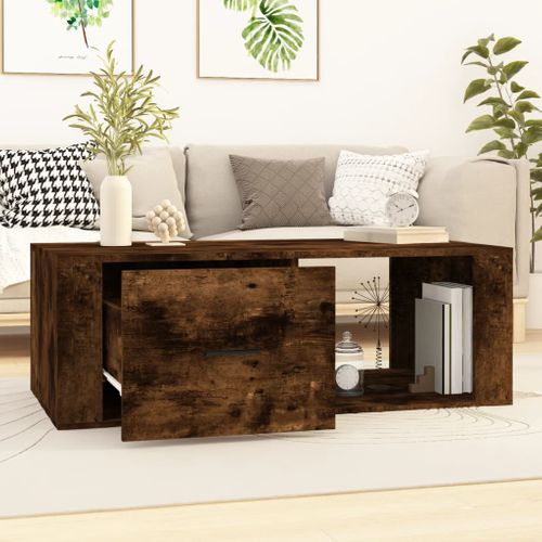 Table Basse Chêne Fumé 100x50,5x35 Cm Bois Contreplaqué