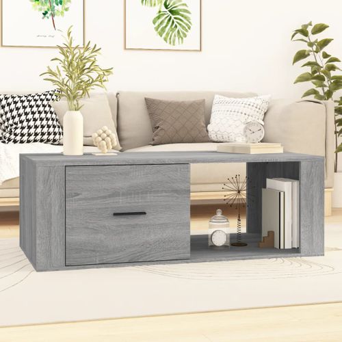 Table Basse Sonoma Gris 100x50,5x35 Cm Bois Contreplaqué