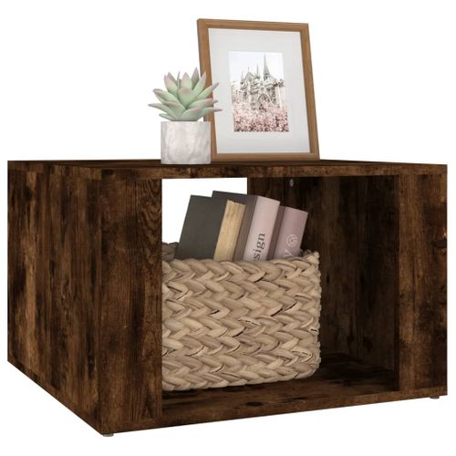 Table De Chevet Chêne Fumé 57x55x36 Cm Bois Contreplaqué