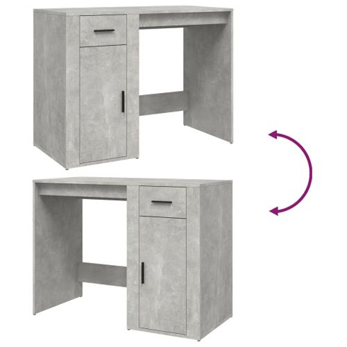 Bureau Gris Béton 100x49x75 Cm Bois Contreplaqué