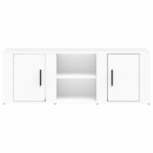 Meuble TV Blanc 100x31,5x35 Cm Bois Contreplaqué