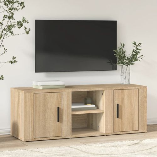 Meuble TV Chêne Sonoma 100x31,5x35 Cm Bois Contreplaqué