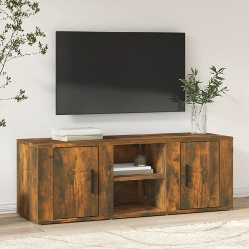 Meuble TV Chêne Fumé 100x31,5x35 Cm Bois Contreplaqué