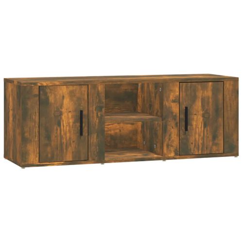 Meuble TV Chêne Fumé 100x31,5x35 Cm Bois Contreplaqué